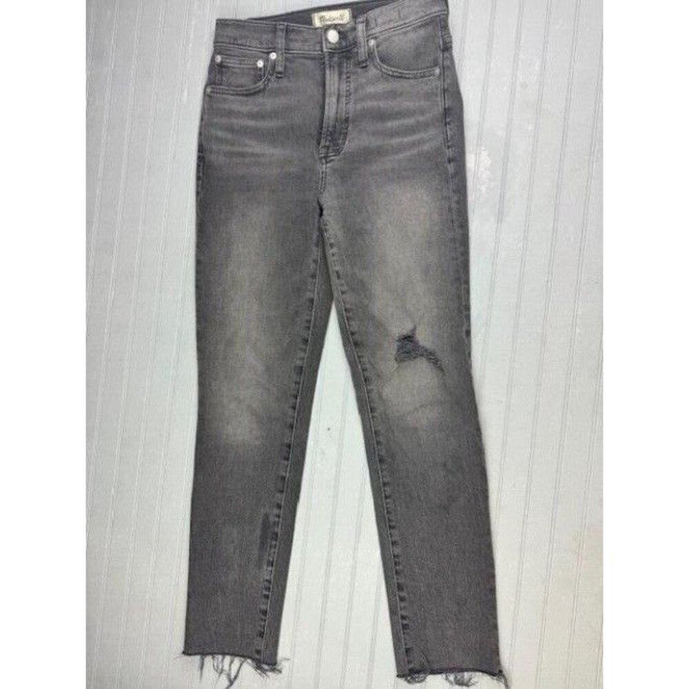 Madewell Size 23 Womens Jeans The Perfect Vintage Black Distress Raw Hem Mid Ris